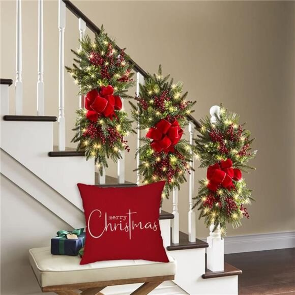 Christmas Throw Pillow Covers 18x18 Inch Set of 2 Merry Christmas - Picture 2 of 7